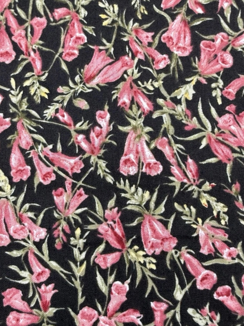 In The Beginning Fabric Sharon Yenter Julianna Black Pink Floral Cotton 24 x 45